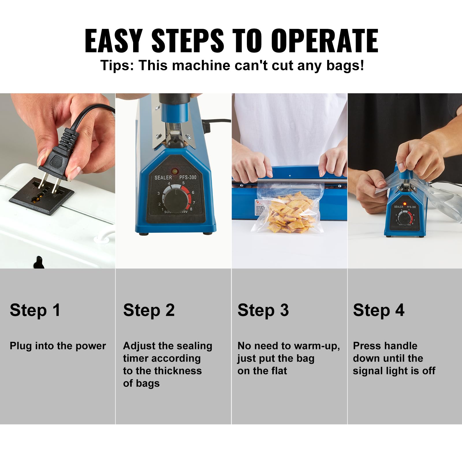 VEVOR 12 Inch Manual Impulse Sealer - Adjustable Heat Sealing Machine for Plastic Bags (Mylar, PE, PP) | Portable Shrink Wrap Bag Sealer with Extra Replacement Kit | Ideal for Food Packaging, Pharmacy, and E-commerce Shipping