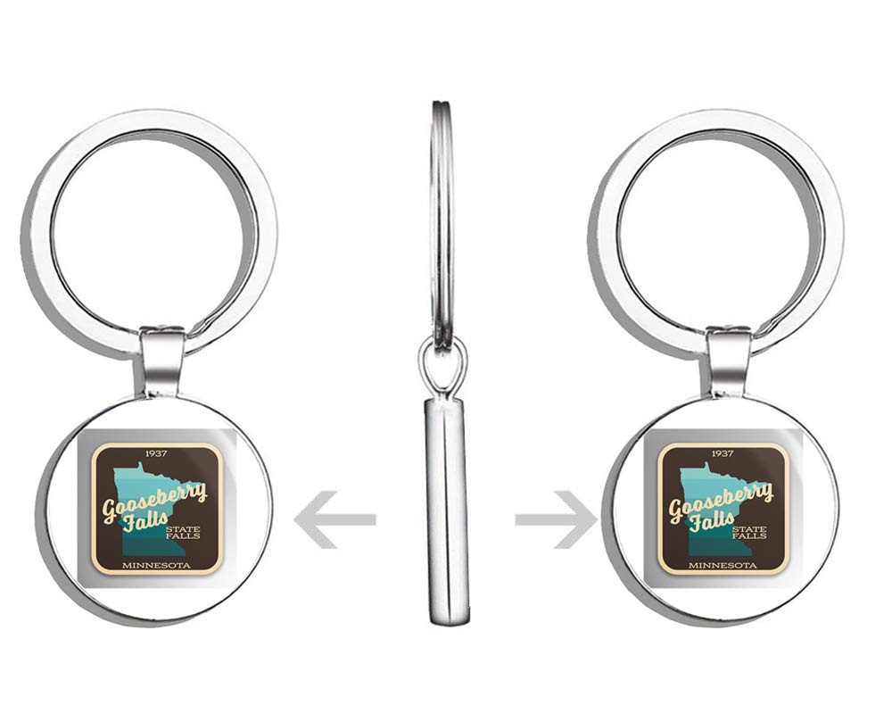 Gooseberry Falls State Park Stainless Steel Keychain - Double Sided Camping & Hiking Key Ring for Outdoor Enthusiasts | Perfect for Travel, Backpacking, and Car Keys Organization