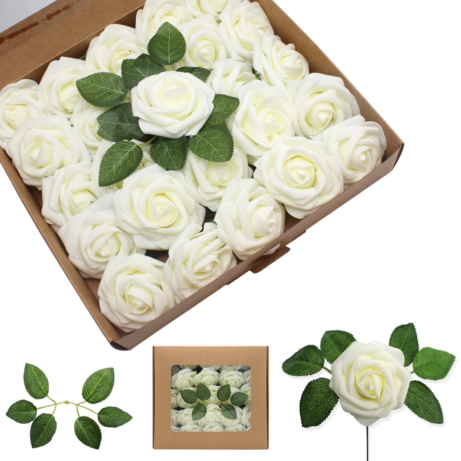 Realistic Artificial Foam Roses - 25PCS 3