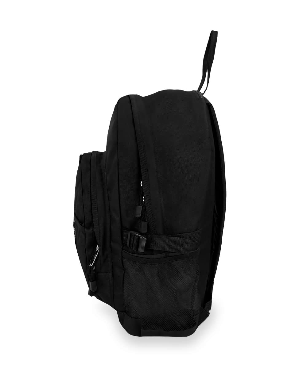 Everest Travel Backpack with Dual Mesh Pockets - Lightweight Carry-On Backpack for Men & Women - Perfect for Airplane, Hiking, Gym & Business Travel (Black, One Size)