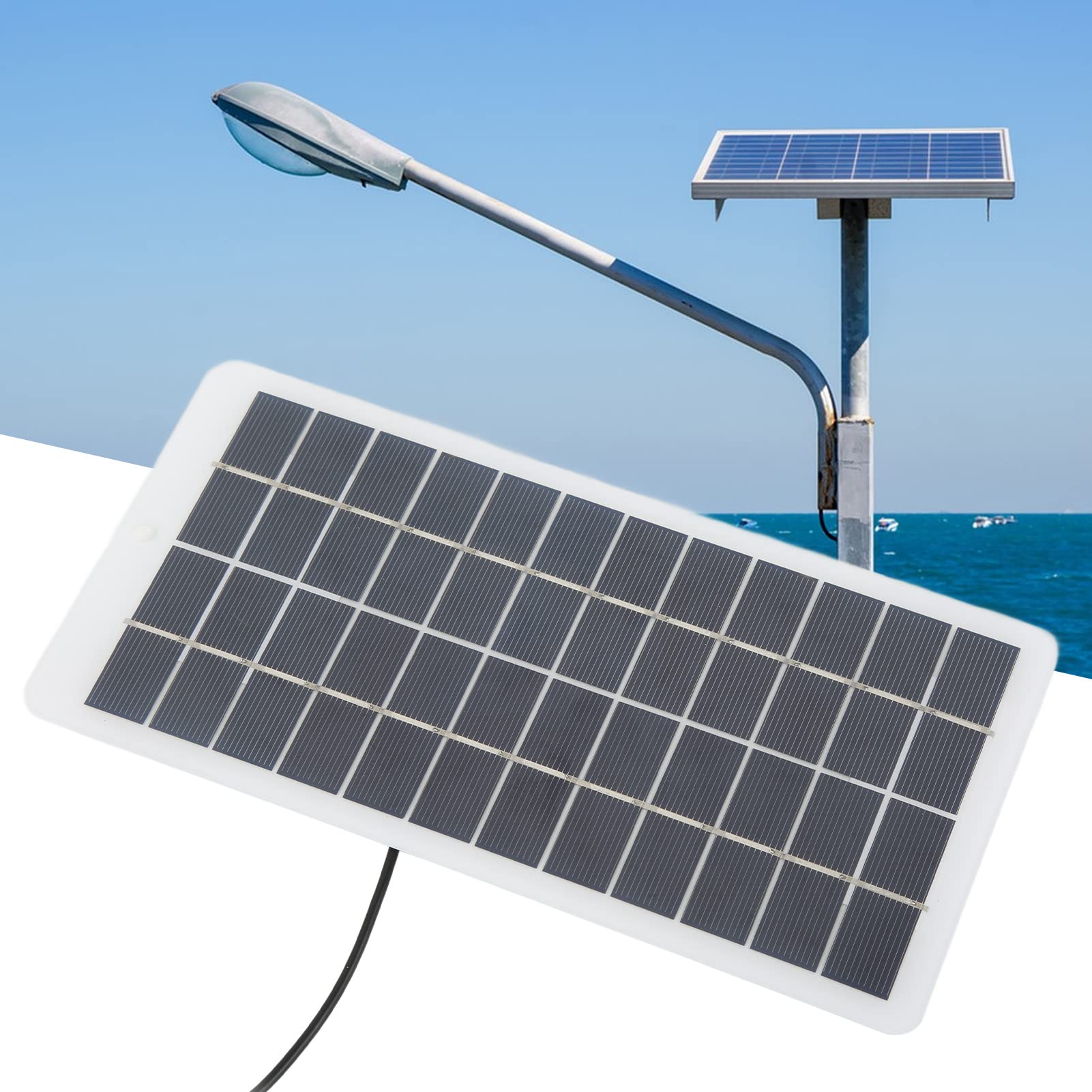5W 12V Portable Solar Panel - High Efficiency Polycrystalline Solar Charger with DC Output for Emergency Lights, Camping, RV, Boats & Off-Grid Power Systems | Waterproof & Durable Solar Module for Outdoor Use