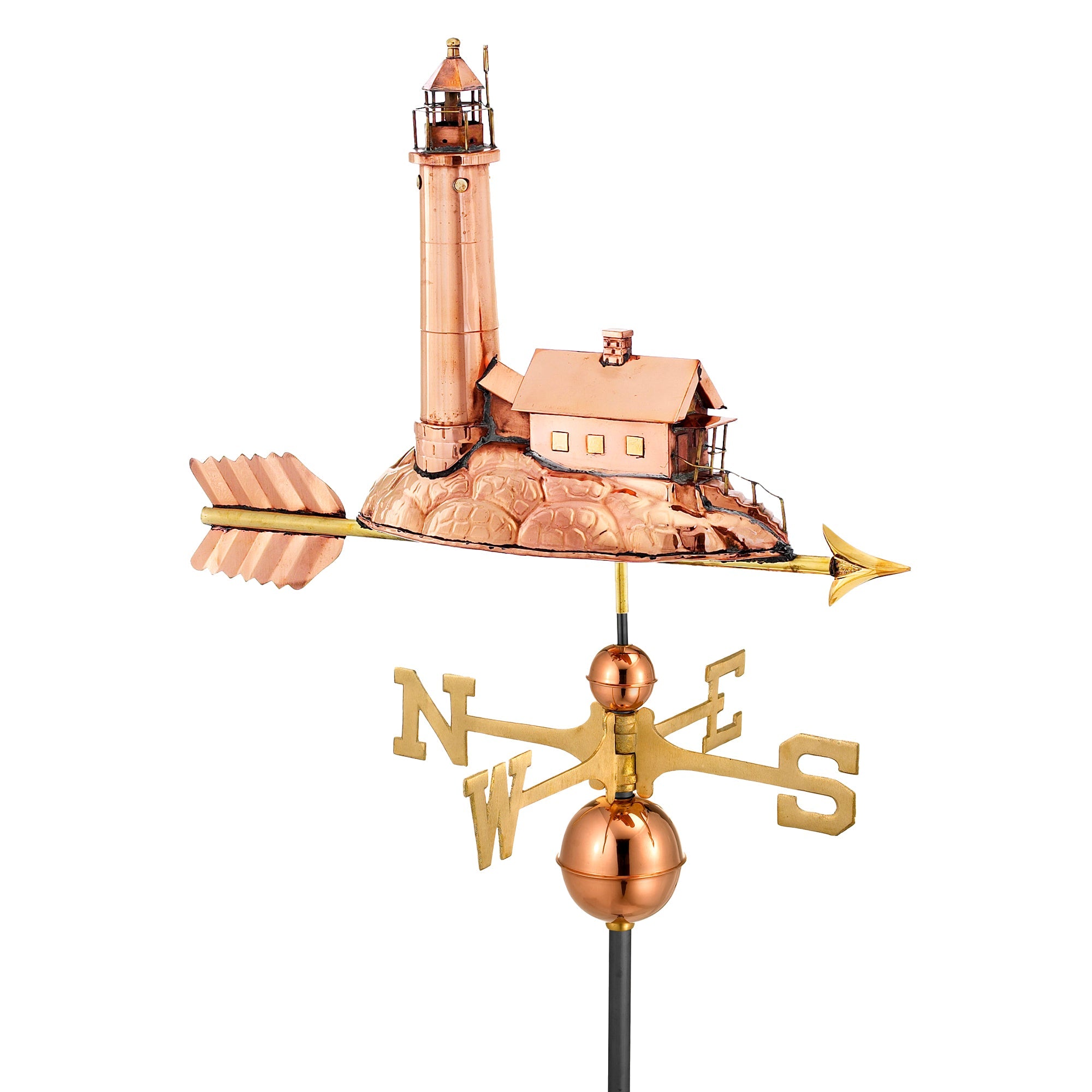 Good Directions Pure Copper Lighthouse Weathervane - Classic Nautical Decor for Garden, Yard, or Roof - Perfect Coastal Home & Beach House Decoration