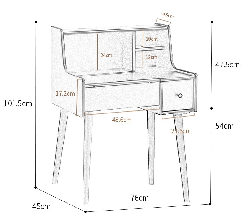 ISABEL TOKYO Japanese Scandinavian Dresser Vanity Table with Mirror - Walnut, Black, White & Gray Colors - Perfect for Bedroom, Dressing Room & Makeup Studio