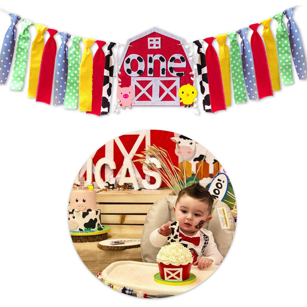 Handmade Farm Birthday Party Decoration - Barnyard Theme Highchair Banner for Baby Showers & First Birthdays | Perfect for Country-Themed Celebrations and Nursery Decor