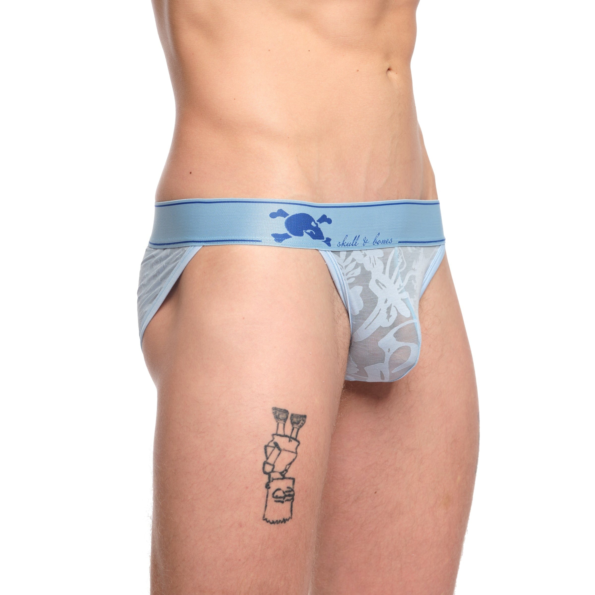 Dutch Floral Burnout Sport Briefs for Women - Comfortable Cotton Underwear for Yoga, Gym & Daily Wear - Sky Blue