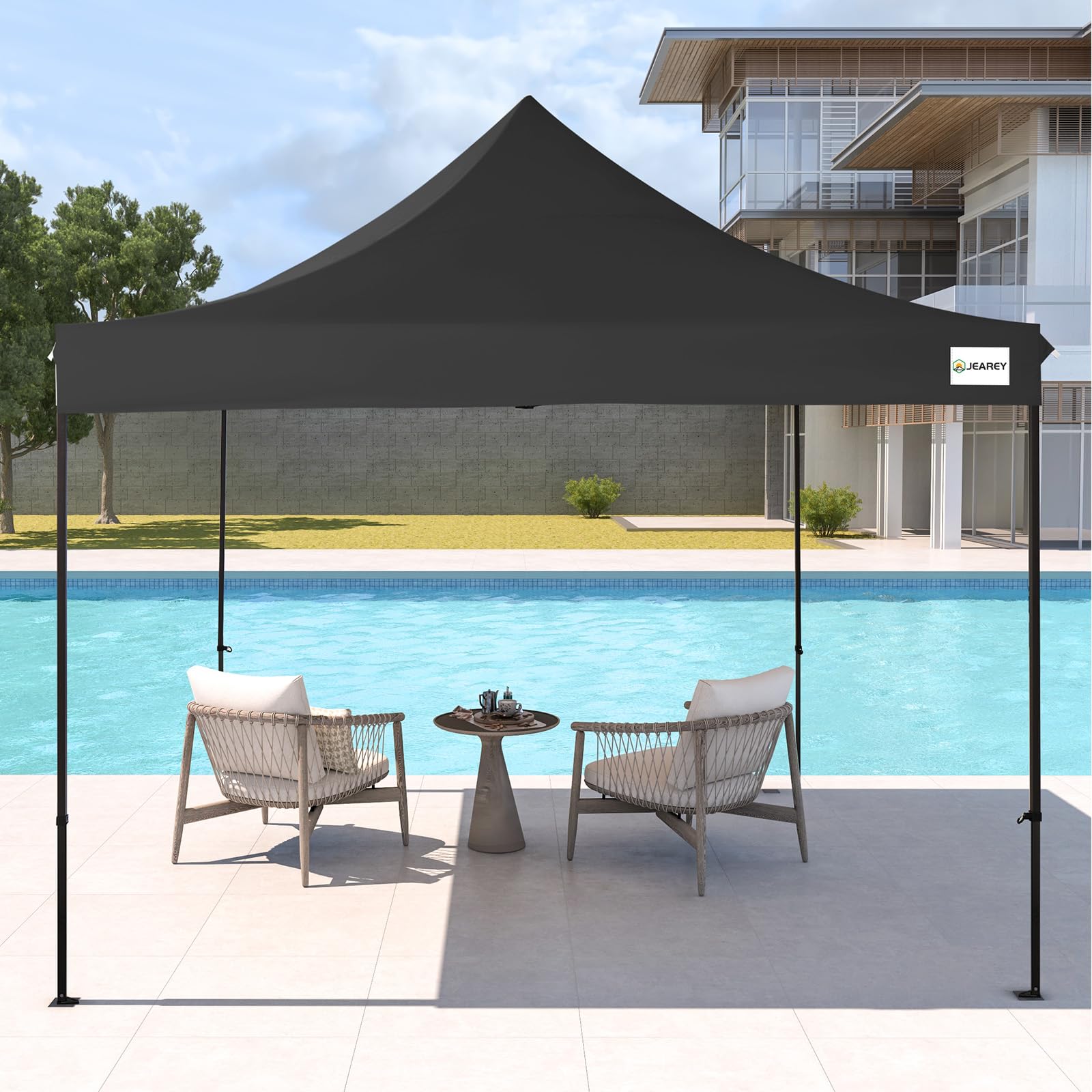 Upgraded 10x10 Pop Up Canopy Tent - Heavy Duty Outdoor Canopy with Roller Bag & 4 Sand Bags (Black) - Perfect for Camping, Beach Parties, Picnics, and Outdoor Events