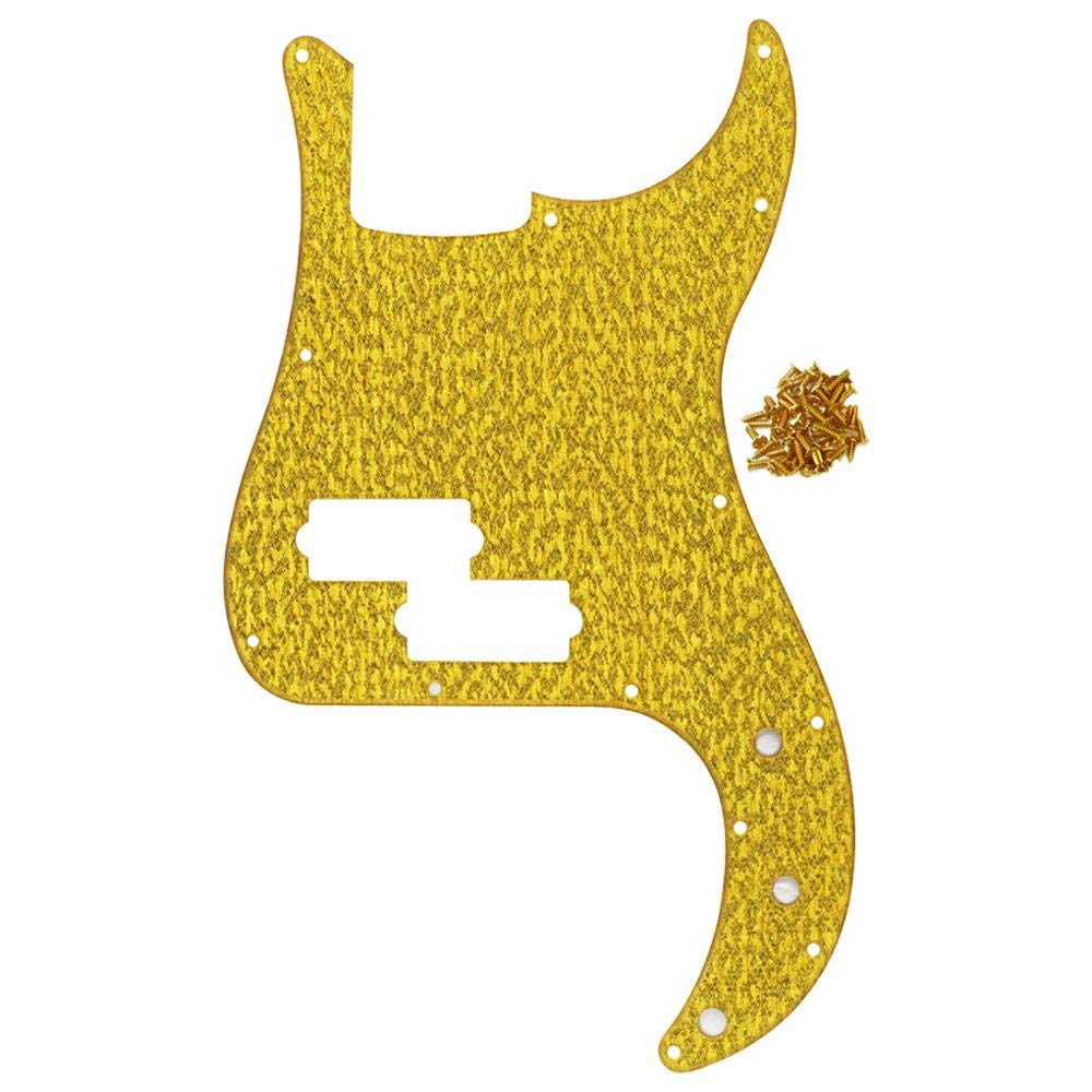 Premium P Bass Pickguard for 4-String Bass Guitar - 13-Hole Scratch Plate in Sparkle Gold (1-Ply) | Replacement Part for PB Bass | Perfect for Upgrades & DIY Repairs