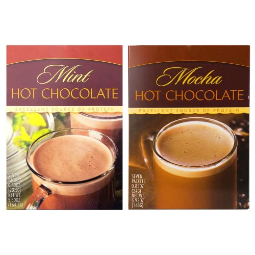 HealthyWise High Protein Hot Cocoa Mix - Mint & Mocha Flavor | 15g Protein, Low Carb, Low Calorie Instant Hot Chocolate | 7 Servings Per Pack (2 Pack) | Perfect for Keto Diet, Post-Workout Recovery & Winter Warmth