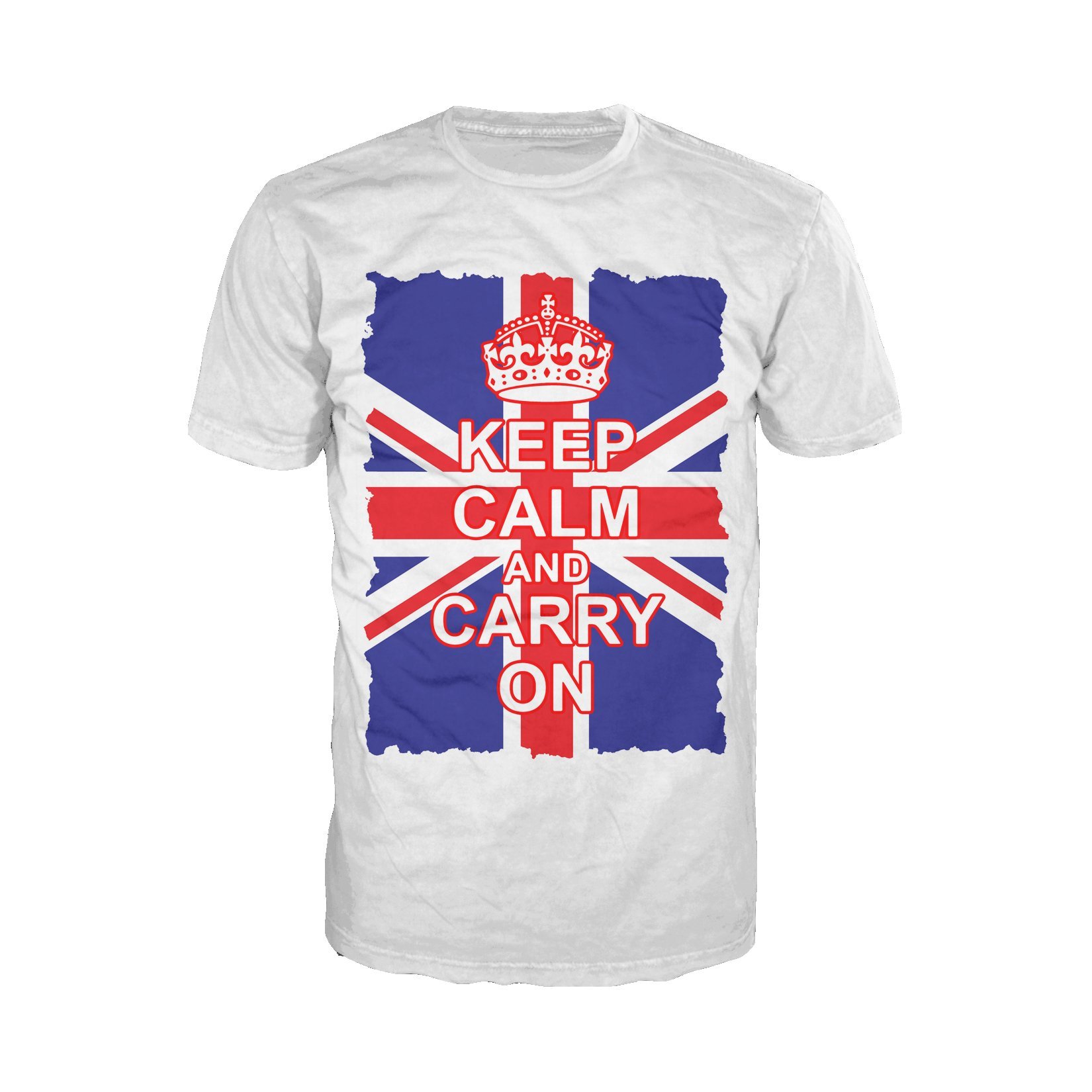 London Keep Calm Union Jack Men's T-Shirt - British Flag Patriotic Cotton Tee for Casual Wear & Street Style (White)