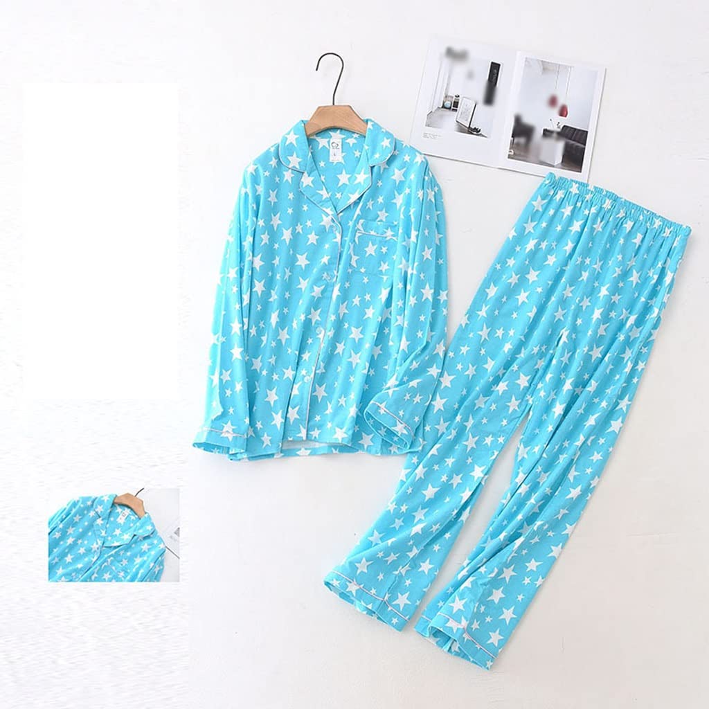 Women's Long Sleeve Pajama Set - Soft Cotton Sleepwear with Comfortable Pants for Ladies (Color A, Size S) - Perfect for Relaxing at Home, Lounging & Cozy Nights