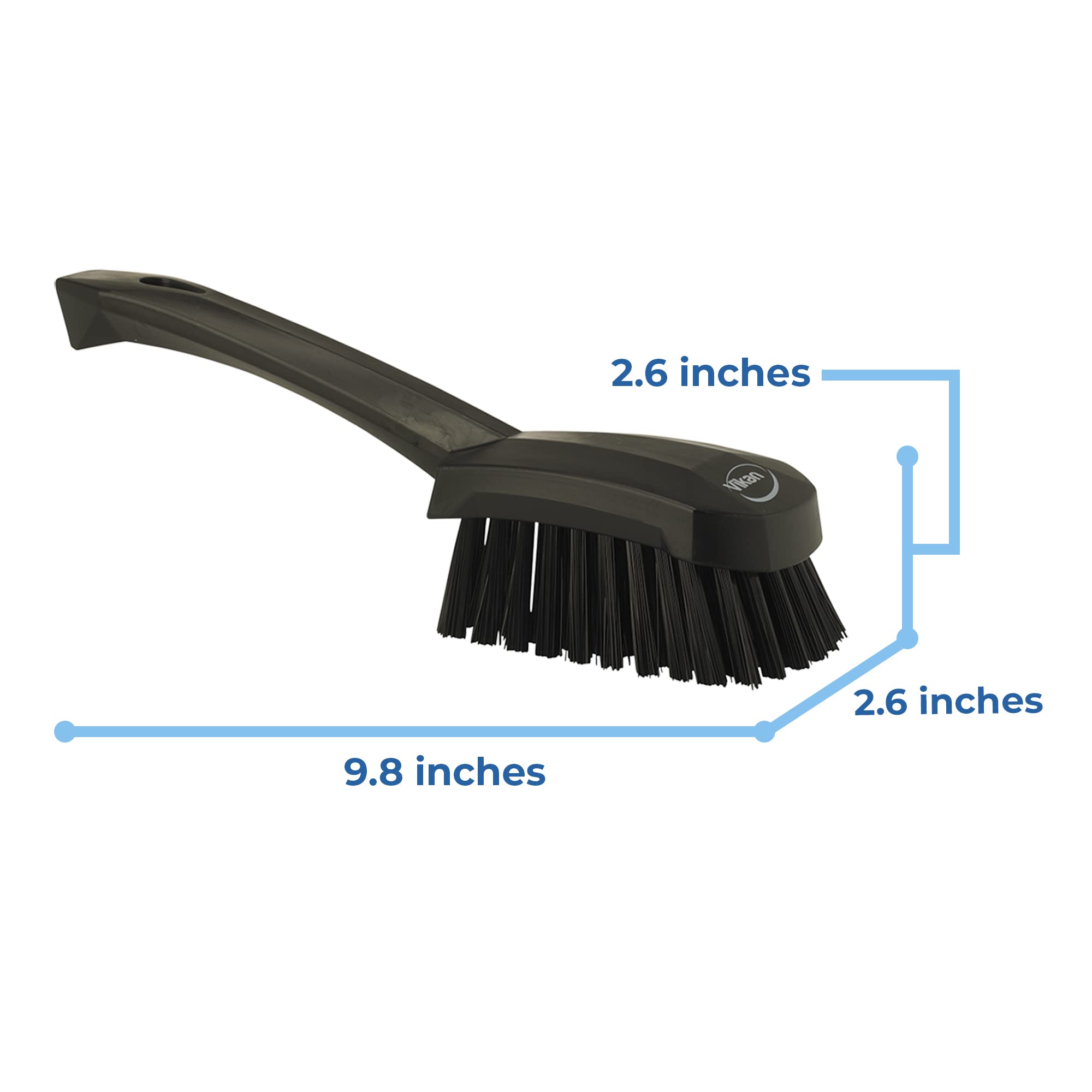 Vikan 41929 Stiff Bristle Cleaning Brush 10 Inch - Durable PP/PBT Black Brush for Heavy Duty Washing, Scrubbing Floors, Tiles, Grout & Outdoor Surfaces