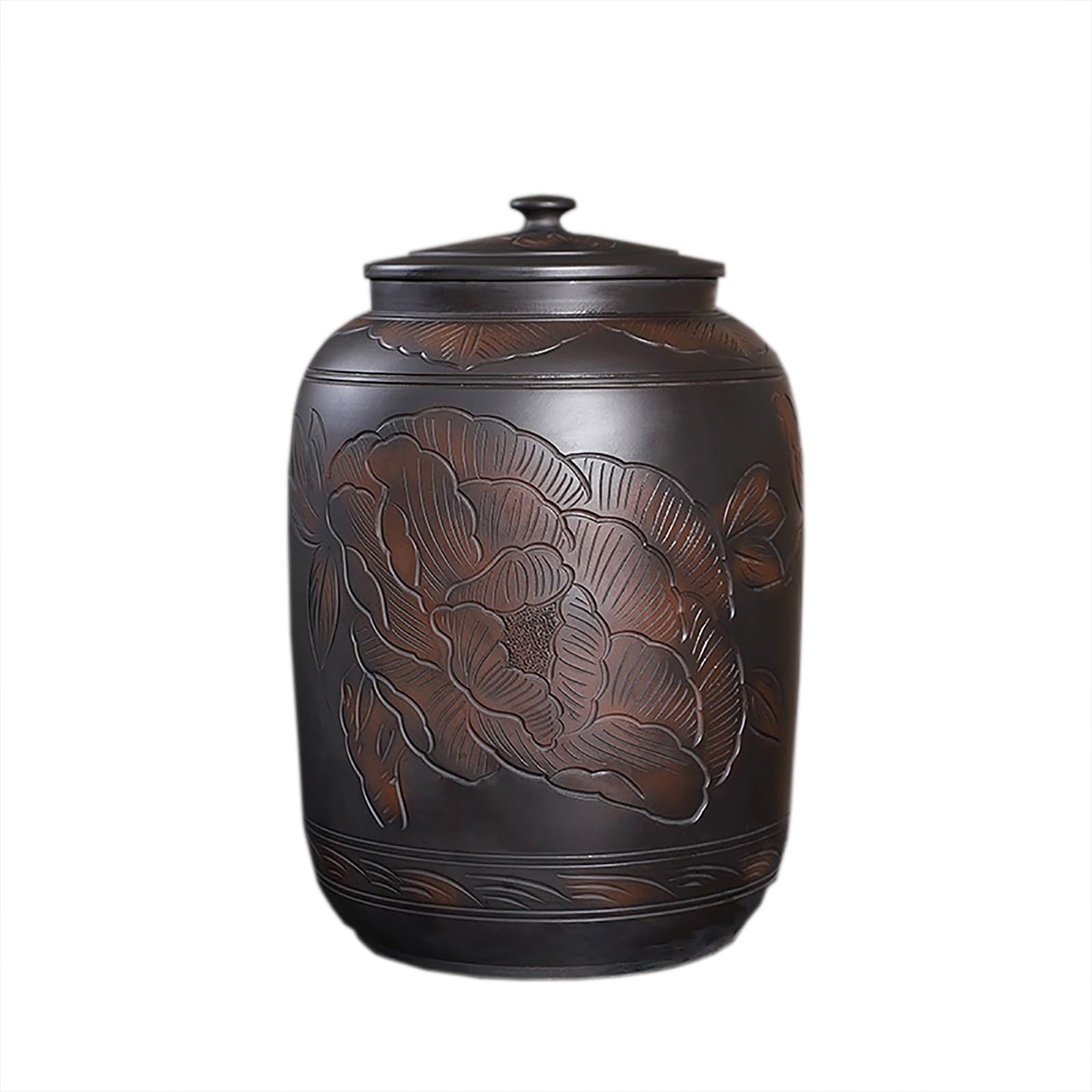 Vintage Chinese Porcelain Grain Dispenser - Large Ceramic Rice Storage Jar with Lid for Rice, Beans, Corn, Flour & Oatmeal (25kg) - Perfect for Kitchen Pantry Organization & Bulk Food Storage