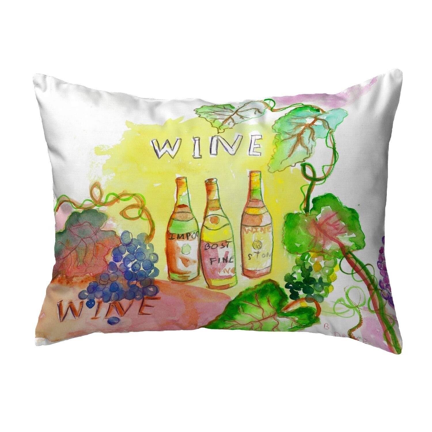 Betsy Drake KS078 Decorative Throw Pillow 11x14 Inches - Soft Multi-Color Cushion for Sofa, Bed & Home Decor