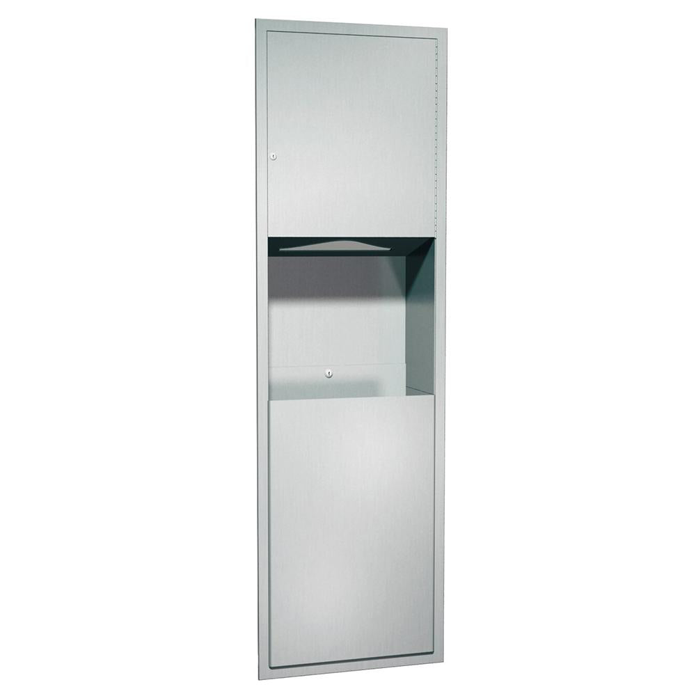 ASI 04697 Recessed Paper Towel Dispenser with Removable Waste Receptacle - Satin Finish for Restrooms, Kitchens & Commercial Spaces