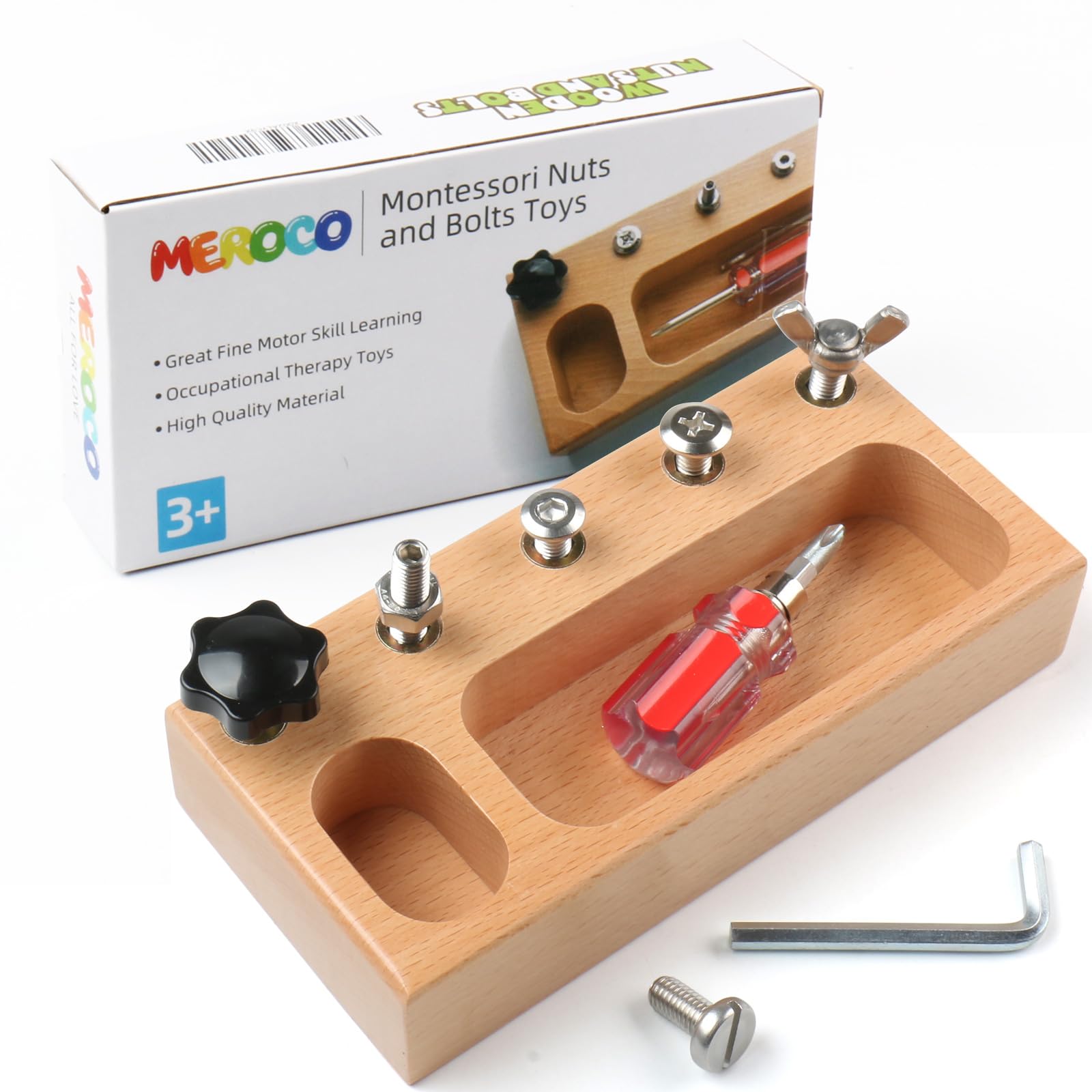 **MEROCO Montessori Screwdriver Toy Set for Kids Ages 3+ – Realistic Toddler Tools for Fine Motor Skills Development, Emotional Regulation & STEM Learning – Perfect for Pretend Play, DIY Projects & Early Childhood Education**