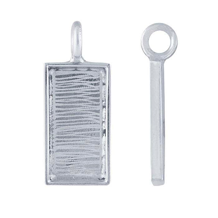 21x10mm Sterling Silver Rectangle Resin Pendant Mounting for DIY Jewelry Making - Earrings, Necklace Pendant, Custom Resin Work (621266) - Perfect for Handmade Crafts, Gifts & Jewelry Design