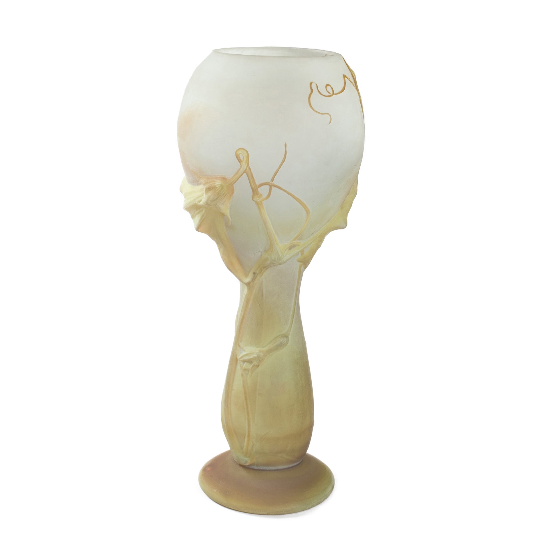 Daum Nancy Fleur de Coloquinte Cameo Glass Vase - Antique French Art Nouveau Collectible - Perfect for Home Decor, Wedding Centerpieces & Luxury Gifts