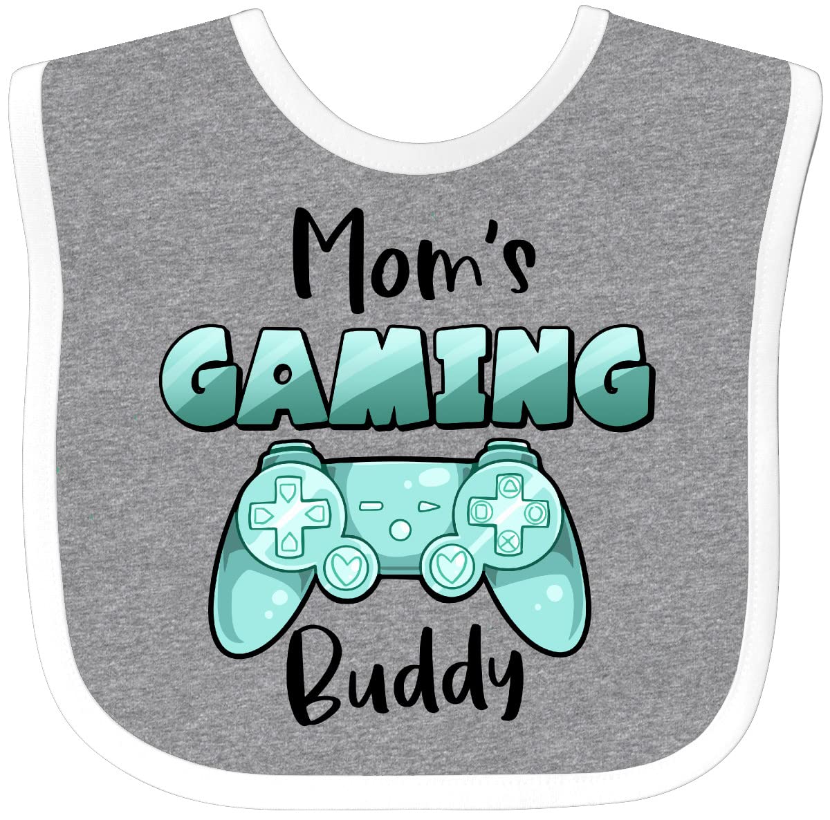 Inktastic Mom's Gaming Buddy - Aqua Controller Baby Bib for Newborns & Infants | Cute Gamer-Themed Drool Bib for Feeding, Teething & Playtime | Perfect Gift for Gamers & New Parents