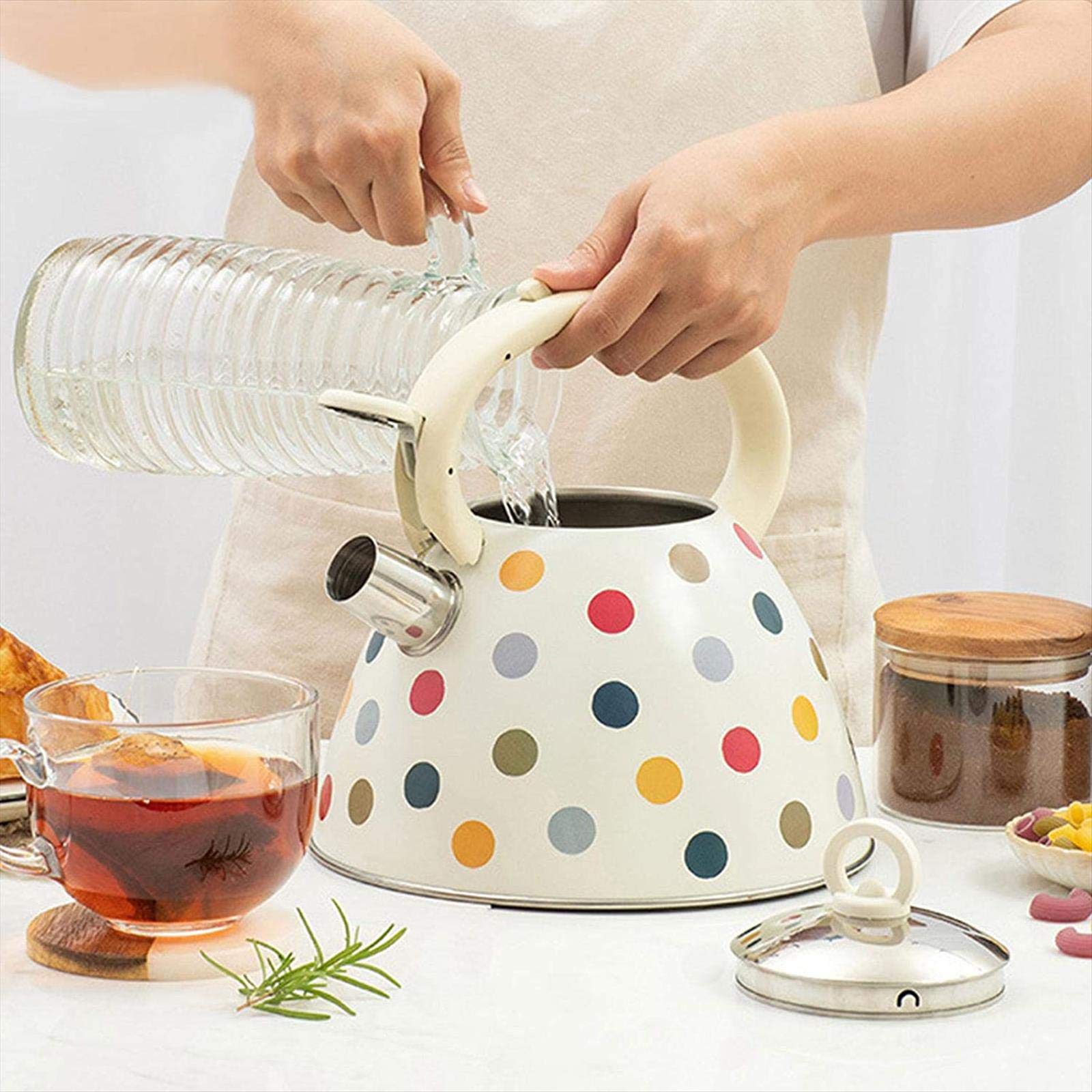 Stainless Steel Whistling Tea Kettle - 3L Induction & Gas Stove Compatible with Anti-Scald Handle - Perfect for Home, Office & Camping Use