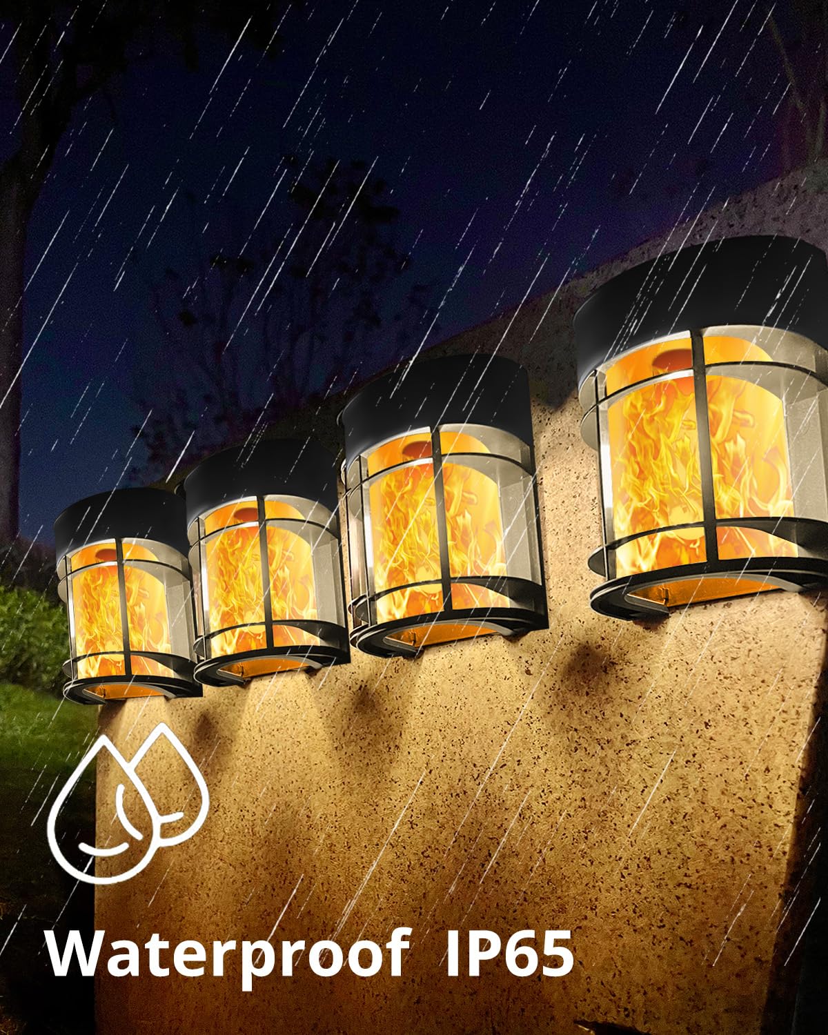 Upgraded 8 Pack Waterproof Solar Fence Lights - Flickering Flame Effect Outdoor Solar Lights for Deck, Yard, Garden & Pathway Lighting | Weatherproof & Energy Efficient Landscape Lighting