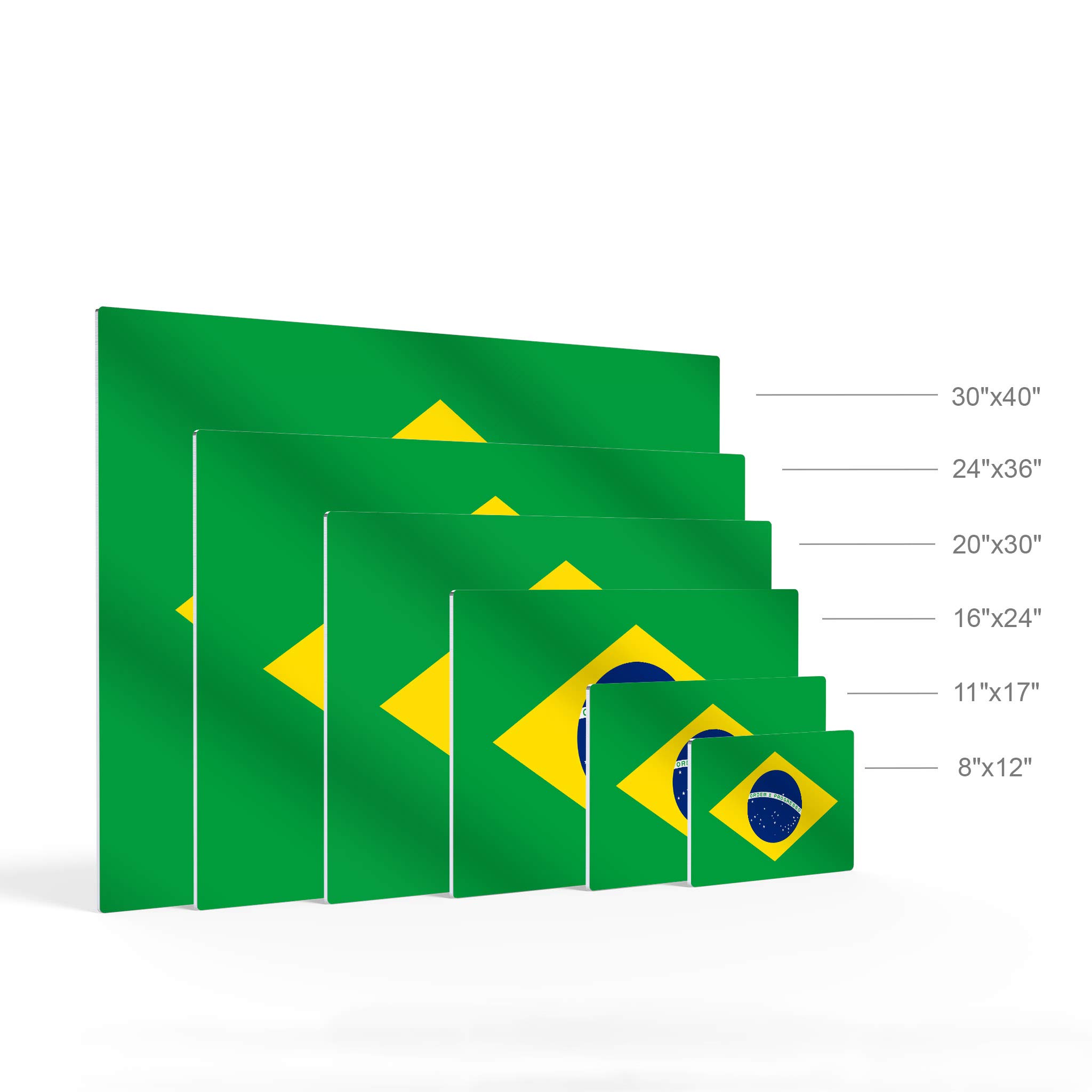 Brazil Flag Metal Wall Art Print - 16x24 Inch Modern Home Decor for Office, Living Room, Dorm, Bedroom, Kitchen, Man Cave & Sports Bar | Made in USA, Ready to Hang | Perfect for Game Day, Themed Parties & Patriotic Displays