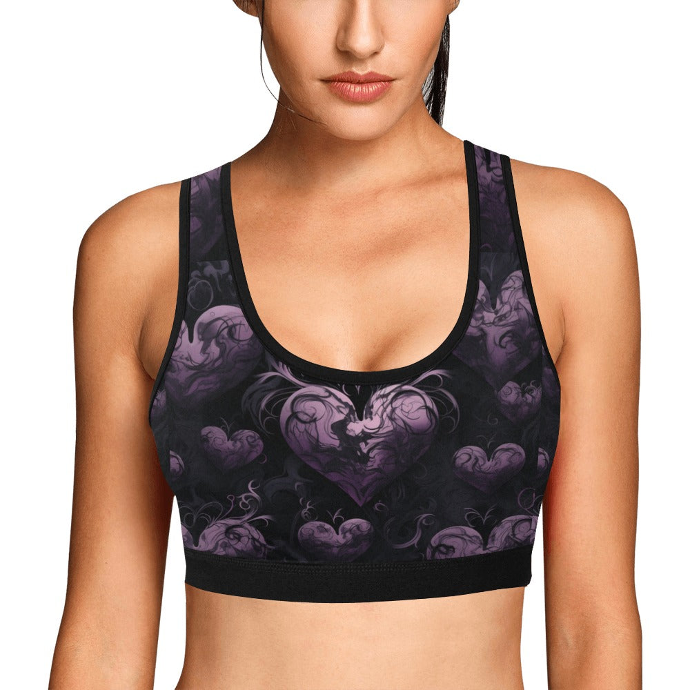 Purple Hearts Sports Bra for Women - High Support Workout Top for Running, Yoga & Gym - Breathable & Comfortable Activewear
