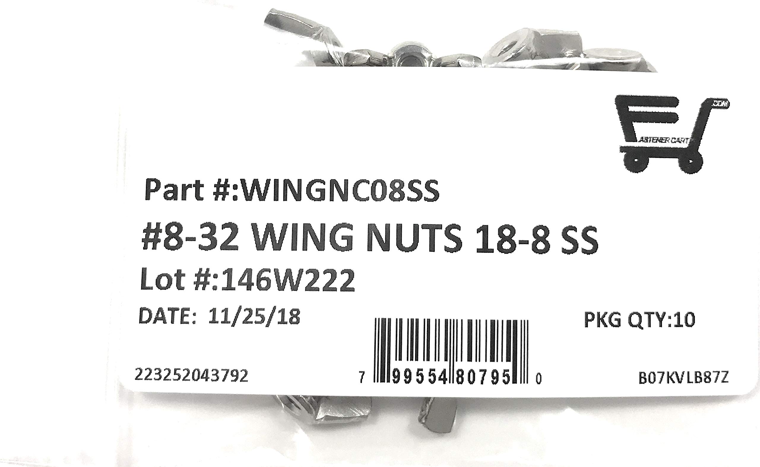 #8-32 Stainless Steel Wing Nuts - 18-8 SS Butterfly Nuts (10 Pack) - Easy-Grip Fasteners for DIY Projects, Furniture Assembly & Outdoor Equipment