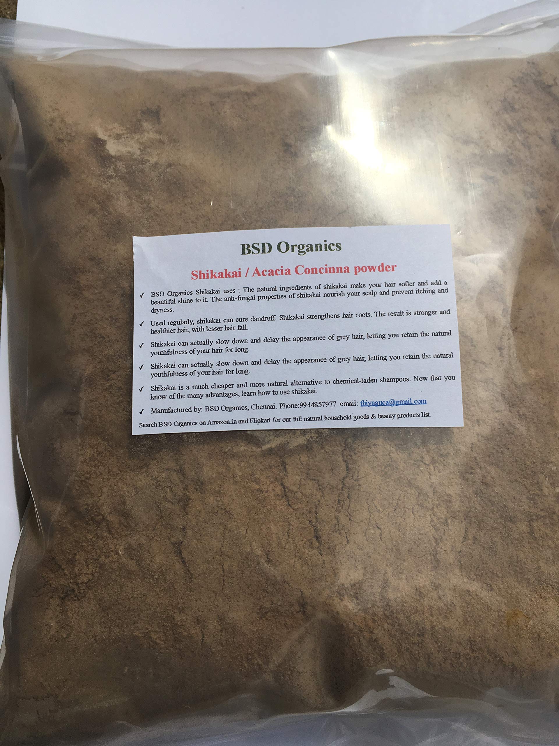 BSD Organics Shikakai Powder (Acacia Concinna) - 500g | Natural Hair Care for Shine & Growth | Perfect for DIY Shampoos & Ayurvedic Treatments