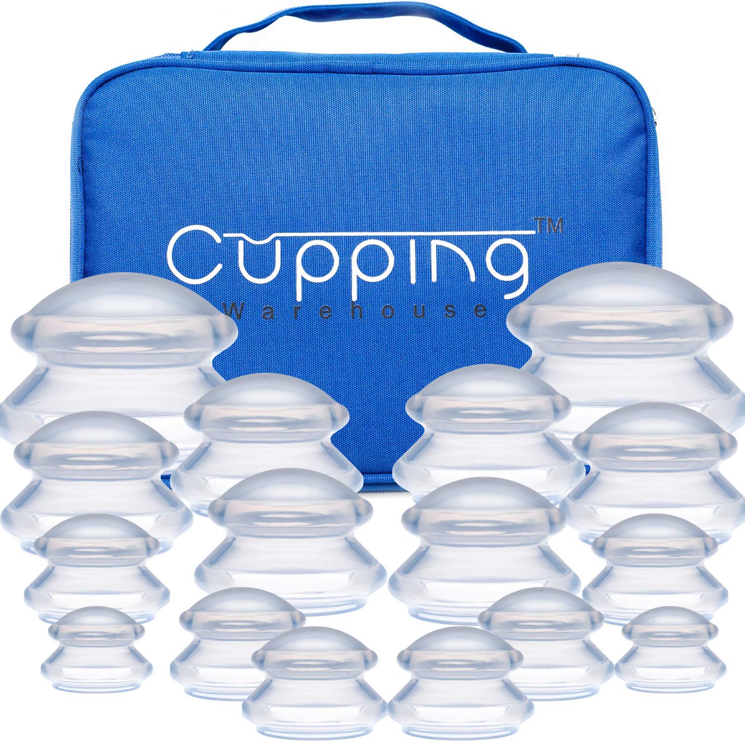 Professional 16-Piece Deep Tissue Cupping Therapy Set - Silicone Massage Cups with Storage Bag (4 Sizes) for Pain Relief & Muscle Recovery | Home Use, Spa, Sports Therapy