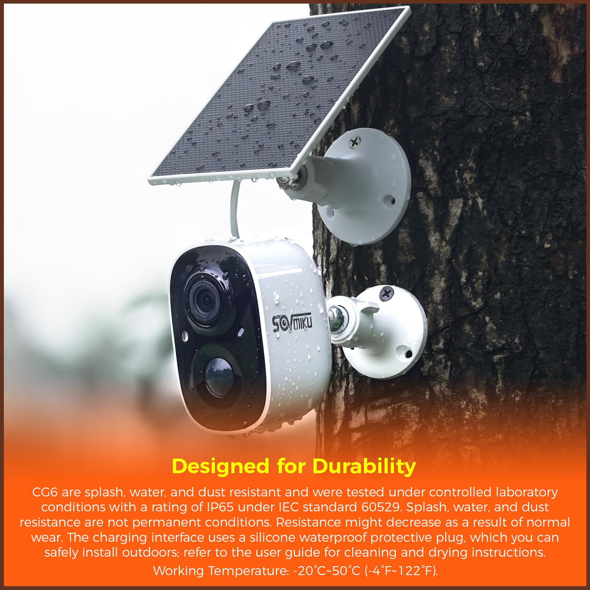 SOVMIKU 3CG6 2K Wireless Solar Security Camera Outdoor - PIR Motion Detection, Battery Powered, Easy Setup, 2-Way Audio, Alarm Siren, 2.4GHz WiFi, Color Night Vision, SD Card Slot - Ideal for Home Security, Garage Monitoring & Backyard Surveillance
