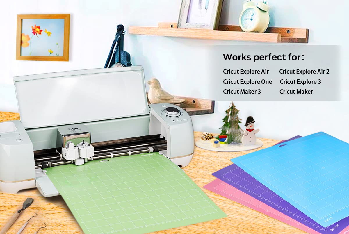 Premium 12-Pack 12x12 Cutting Mats for Cricut Maker 3, Maker, Explore 3, Air 2, Air & One - Sticky Grip Fabric Mats Replacement Accessories for Silhouette & Cricket - Perfect for DIY Crafts, Scrapbooking & Card Making Projects