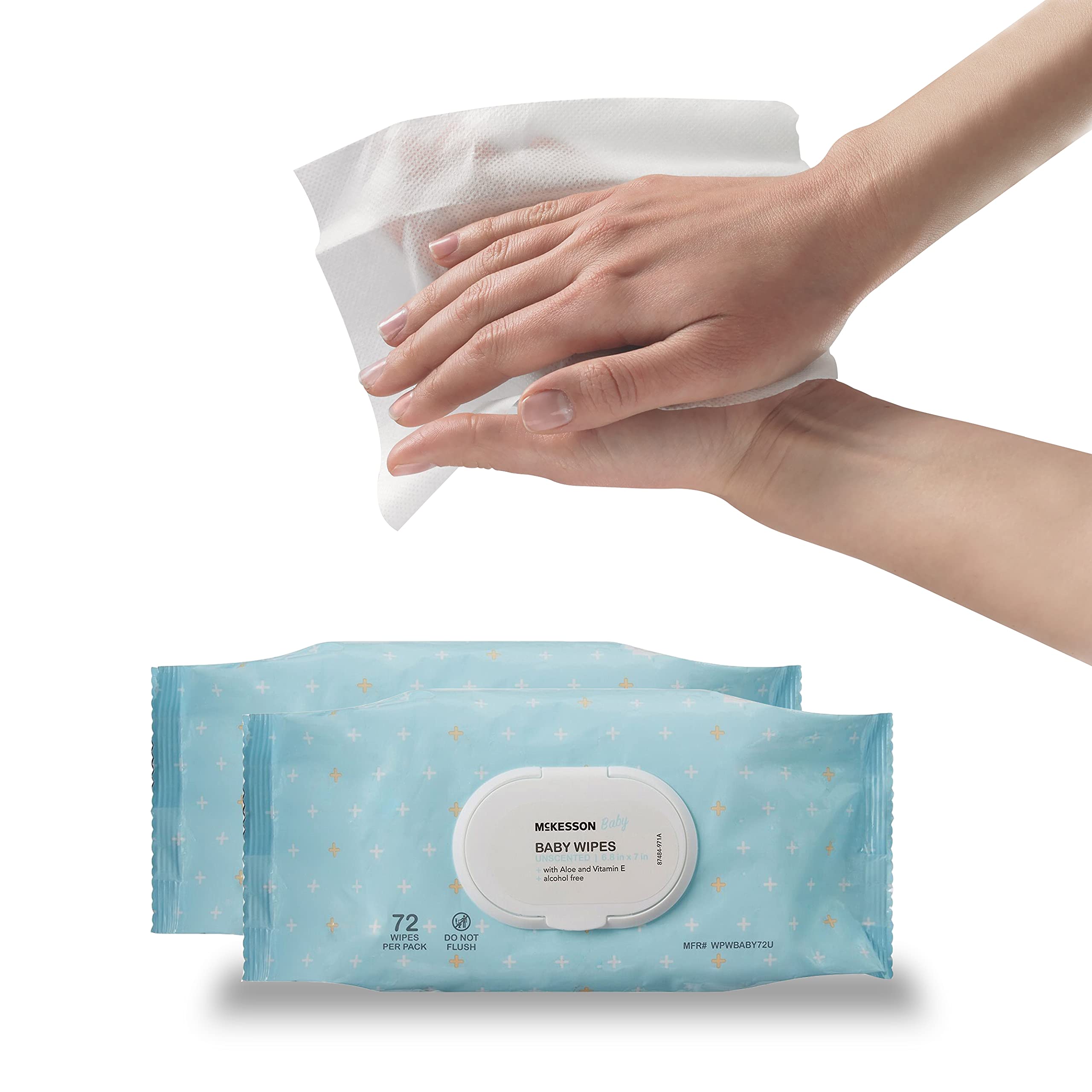 McKesson 864 Count Baby Wipes - Hypoallergenic, Unscented, Alcohol-Free with Aloe & Vitamin E | 6.8
