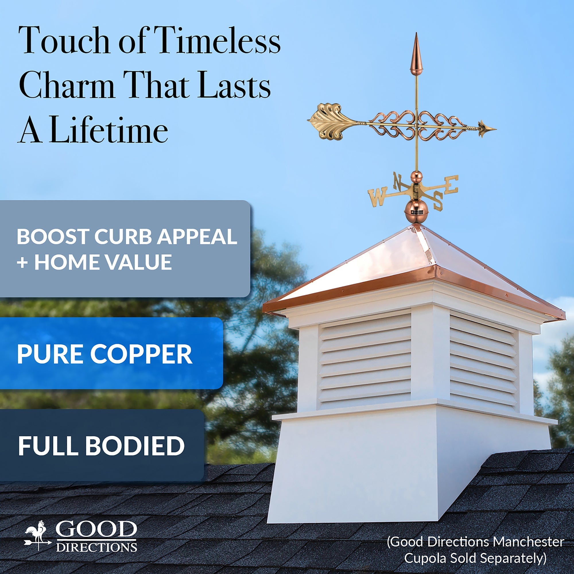 Smithsonian Arrow Weathervane - Classic Copper Outdoor Weather Vane for Garden, Roof, Barn & Farmhouse Decoration | Durable & Weather-Resistant for All Seasons