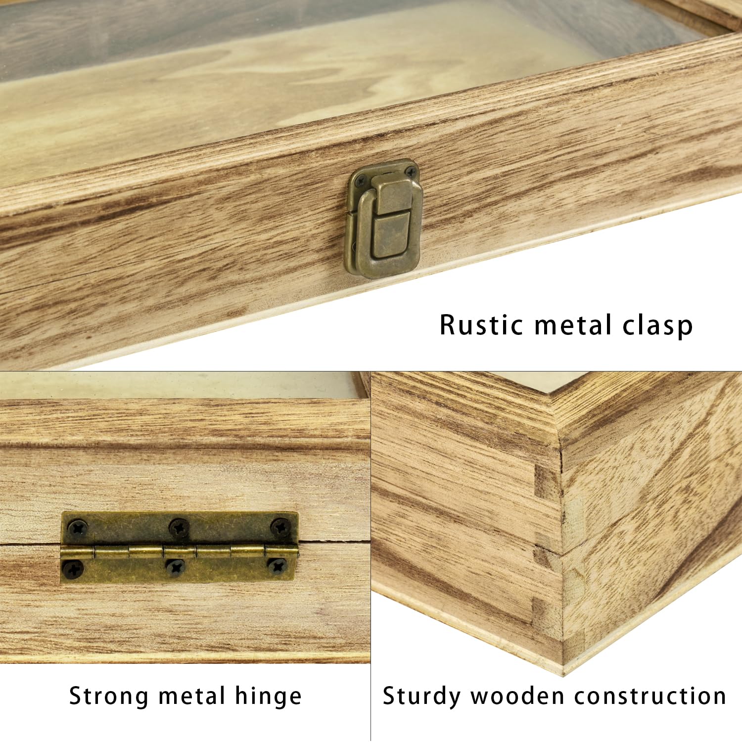 Elegant Wooden Jewelry Organizer Box with Glass Lid - 12 Compartment Jewelry Storage Tray for Rings, Bracelets, Gemstones & Small Accessories - Oak Finish - Perfect for Vanity, Dresser & Travel Jewelry Organization