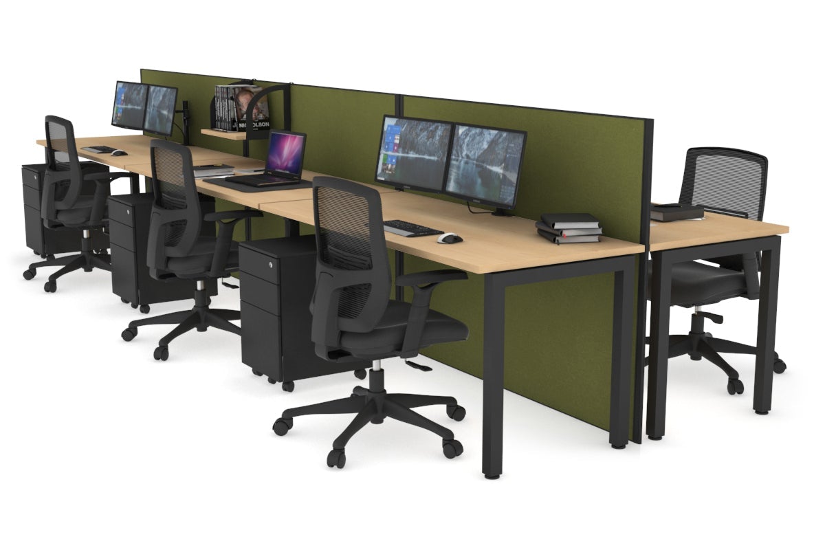 Horizon Quadro 6p Bench Square Legs Office Workstation [1800L x 700W] - Durable Modern Office Desk for Workspace & Home Office Setup