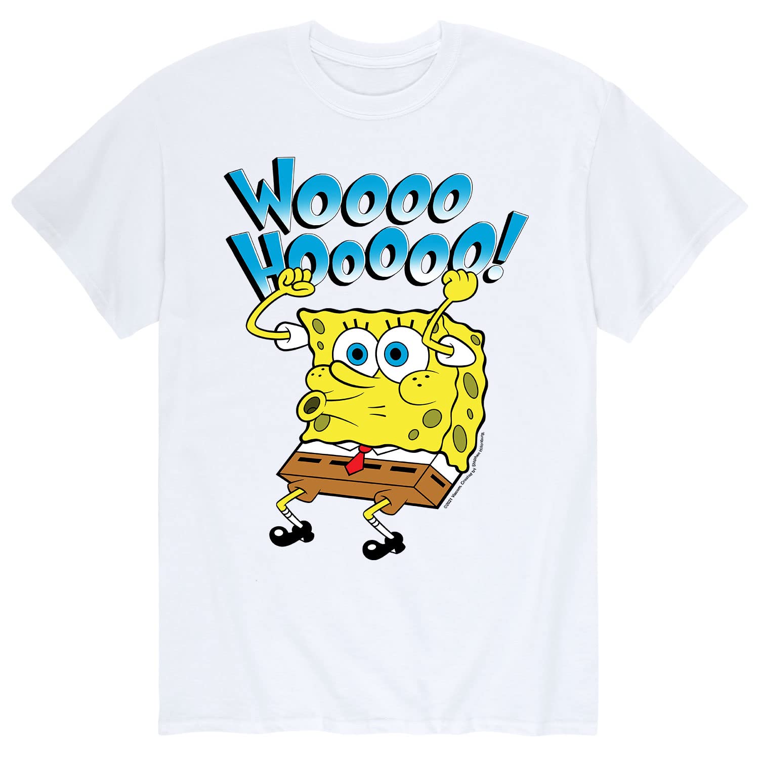 Spongebob Squarepants 'Woooo Hoooo!' Men's Graphic T-Shirt - Funny Cartoon Short Sleeve Tee for Casual Wear, Parties & Gifts