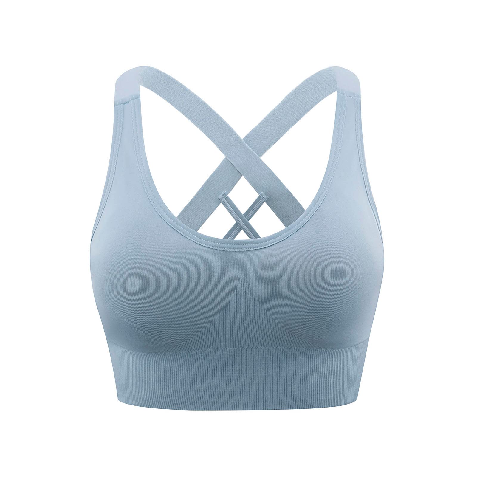 Wirefree Sports Bra for Women - Cross Back Support, Removable Cups, Low Impact Yoga & Workout Bra - Solid Colors - Perfect for Gym, Running, and Fitness Training