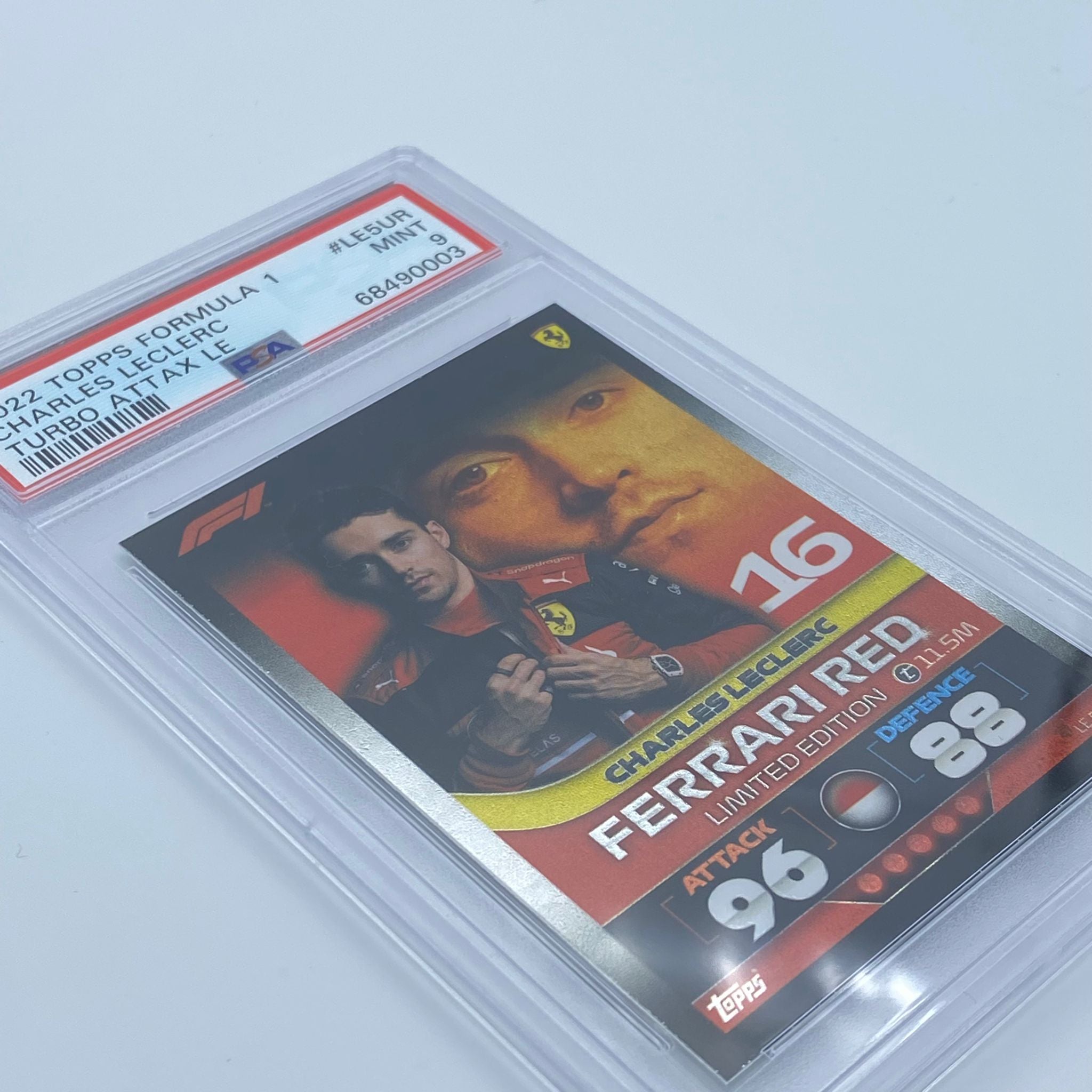 PSA 9 Graded Charles Leclerc Ferrari Red #LE5UR Turbo Attax 2022 Trading Card - Perfect for F1 Collectors, Sports Memorabilia Displays & Investment Collections