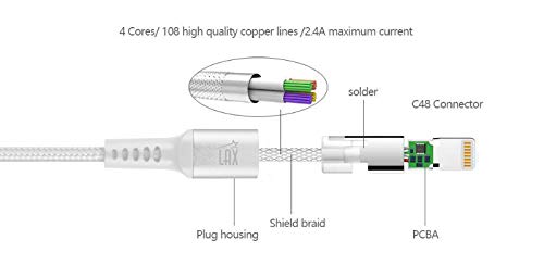 MFi Certified iPhone Charger Lightning Cable - Durable Braided USB Cord for iPhone 14/13/12/11/XS/XR/X/8/7, iPad & iPod - Fast Charging & Data Sync - Perfect for Home, Office & Travel Use