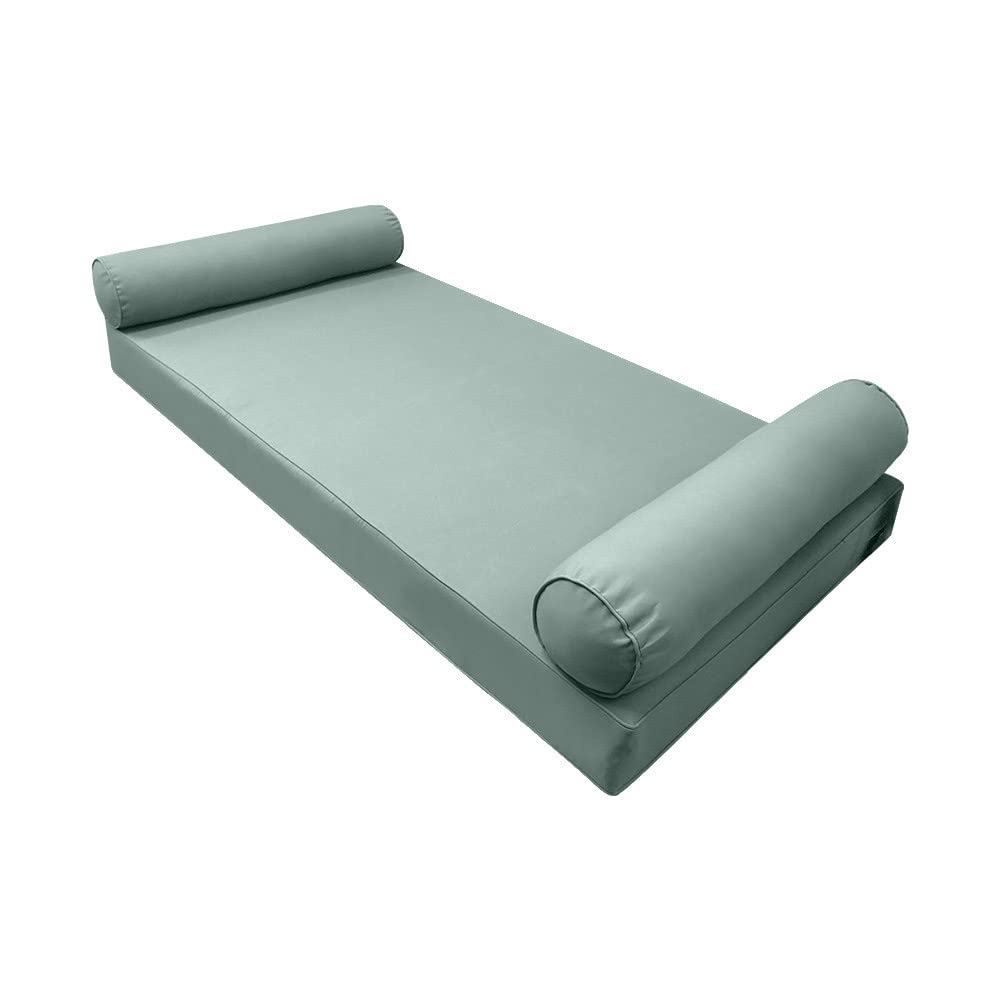 Prolinemax S5 Outdoor Daybed Slipcover - Waterproof Mattress & Bolster Pillow Cushion Covers with Pipe Trim for Patio, Poolside, and Garden Furniture AD002