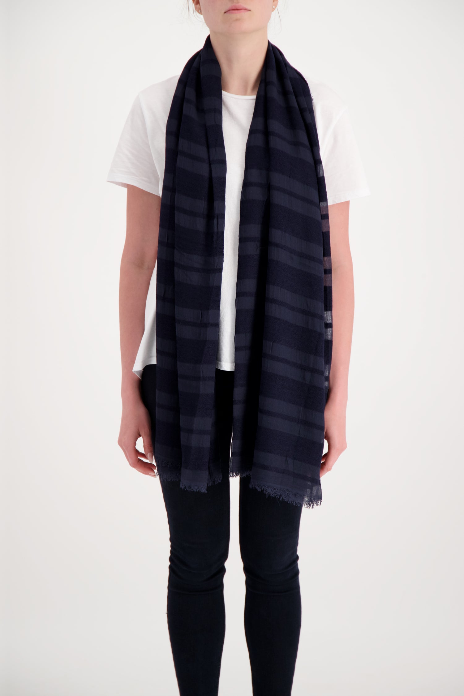 Faliero Sarti Navy Kenille Cashmere Scarf - Luxury Italian Wool Wrap for Women & Men - Perfect for Winter Fashion, Travel & Gift Giving