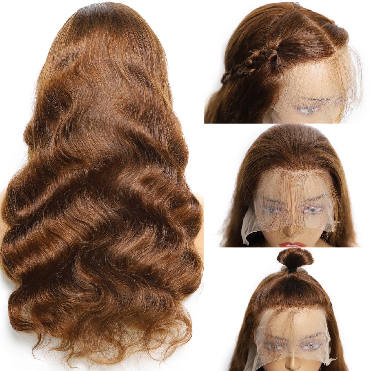 13x4 Brown Body Wave Lace Front Wig - 180% Density Human Hair with Pre-Plucked Baby Hair & HD Lace | Chocolate Colored Glueless HD Lace Closure | 30 Inch Curly Lace Front Wig for Women | Perfect for Daily Wear, Parties & Special Occasions