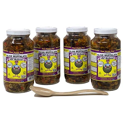 That Pickle Guy Classic Olive Muffalata (4 x 24 oz Jars) Bundle with Serving Spoon - Perfect for Sandwiches, Charcuterie Boards & Italian Cooking