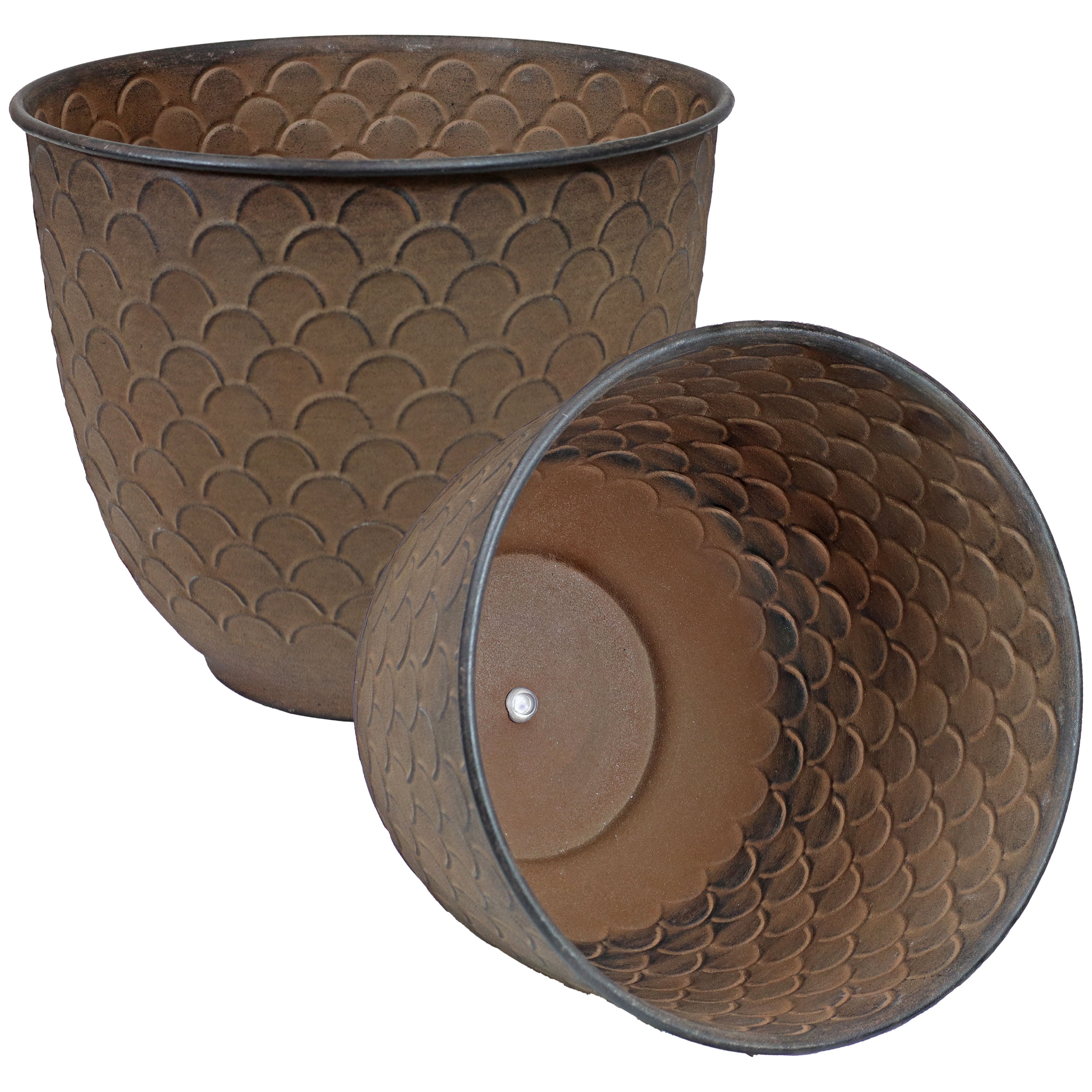 Sunnydaze Dinah Metal Outdoor Plant Pots - 12.5 Inch Rust-Resistant Garden Planter for Patio, Deck & Backyard Decor | Perfect for Flowers, Succulents & Herbs