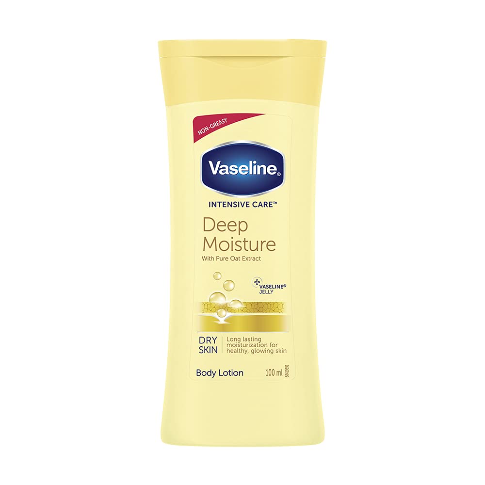 Vaseline Intensive Care Deep Moisture Body Lotion 100ml - Long Lasting Hydration for Healthy, Glowing Skin - Daily Moisturizer for Dry Skin Care - Perfect for Winter & Post-Shower Use