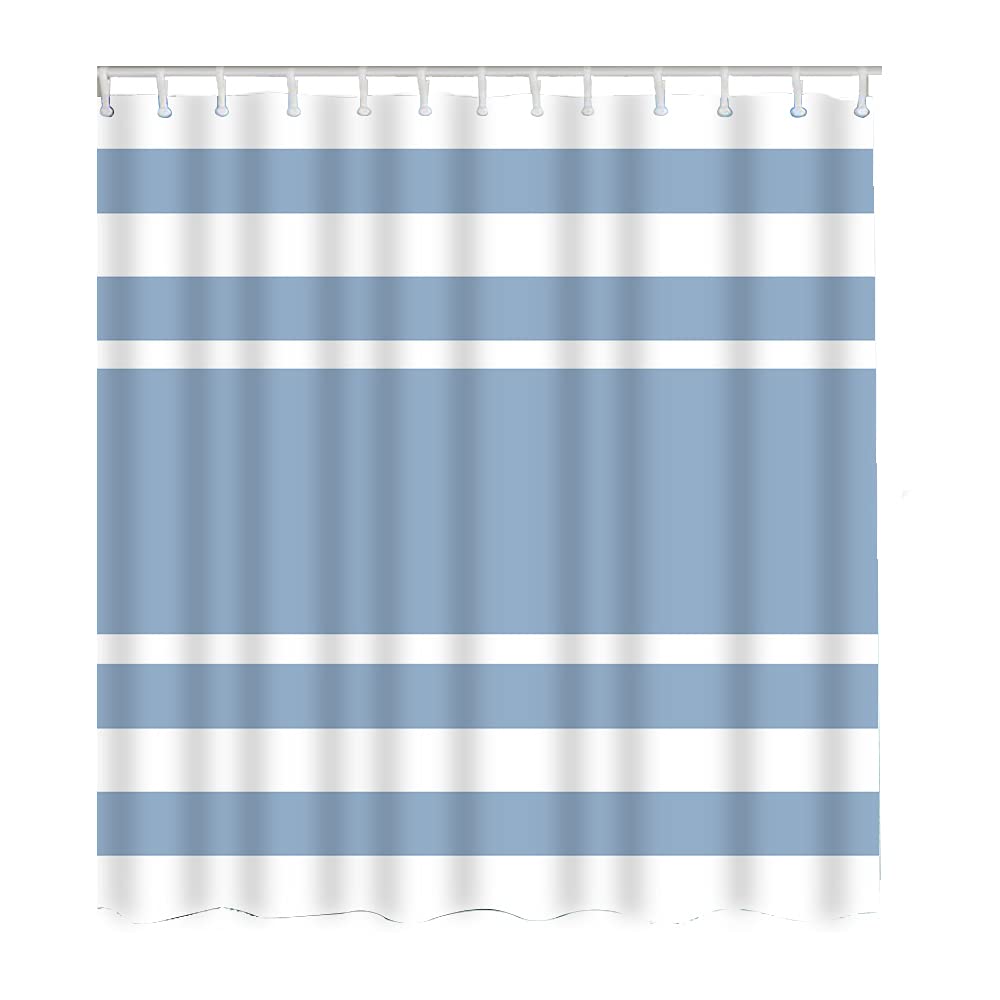 WONDERTIFY Blue and White Striped Shower Curtain - Water Resistant Bathroom Decor (72x84 Inches) for Modern Home & Apartment Bathrooms
