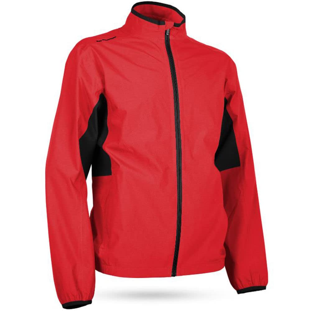 Sun Mountain 2021 Men's Monsoon Waterproof Golf Jacket - Windproof & Breathable Rain Jacket for Golfers (Red/Black, Medium) - Perfect for Rainy Golf Days & Outdoor Sports