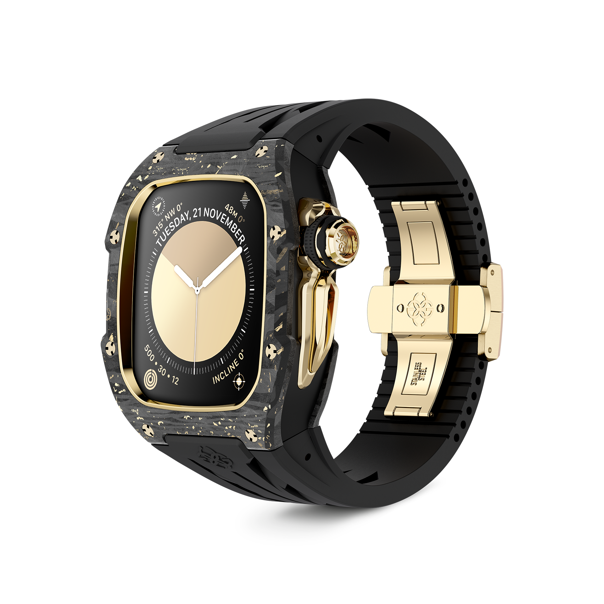 Apple Watch Case - Gold Carbon Fiber Protective Cover for Apple Watch Series 1/2/3/4/5/6/7/8/SE | Slim Durable Scratch-Resistant Design | Perfect for Gym, Running & Outdoor Activities