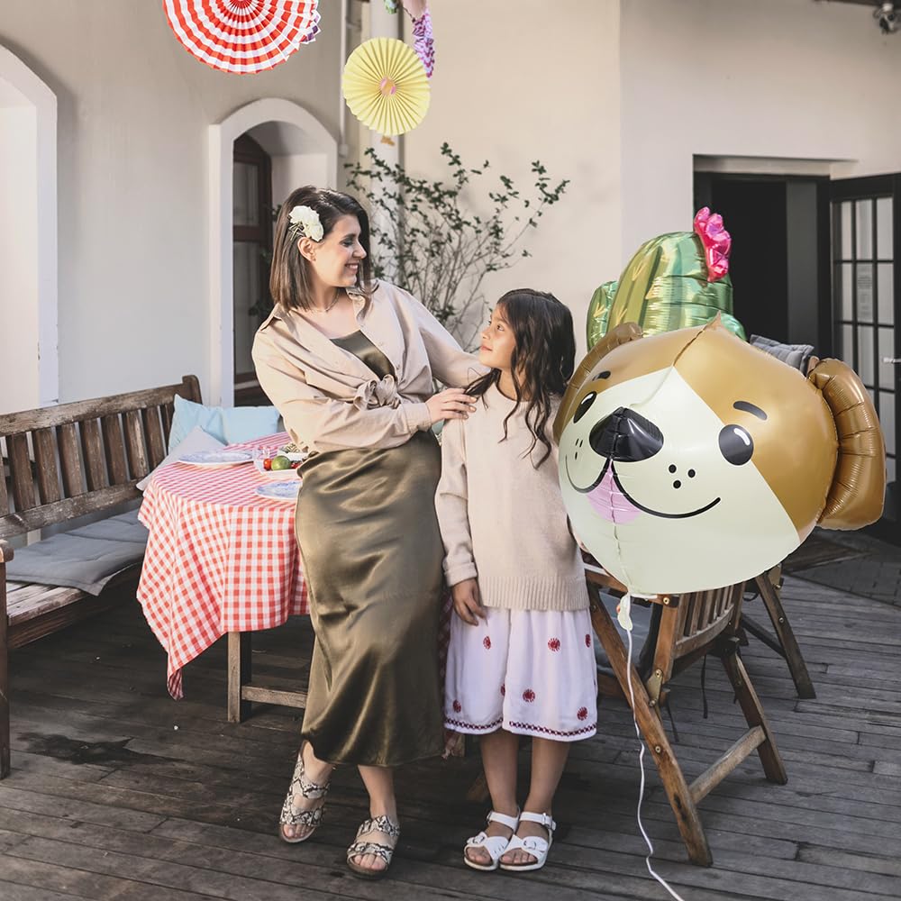 4D Animal Dog Head Shaped Balloons - 4 Pack 22'' Brown Cartoon Dog Foil Balloons for Puppy Birthday Party, Baby Shower, Dog Themed Decorations & Pet Celebration Supplies | Perfect for Indoor & Outdoor Decor, Photo Backdrops, and Festive Events