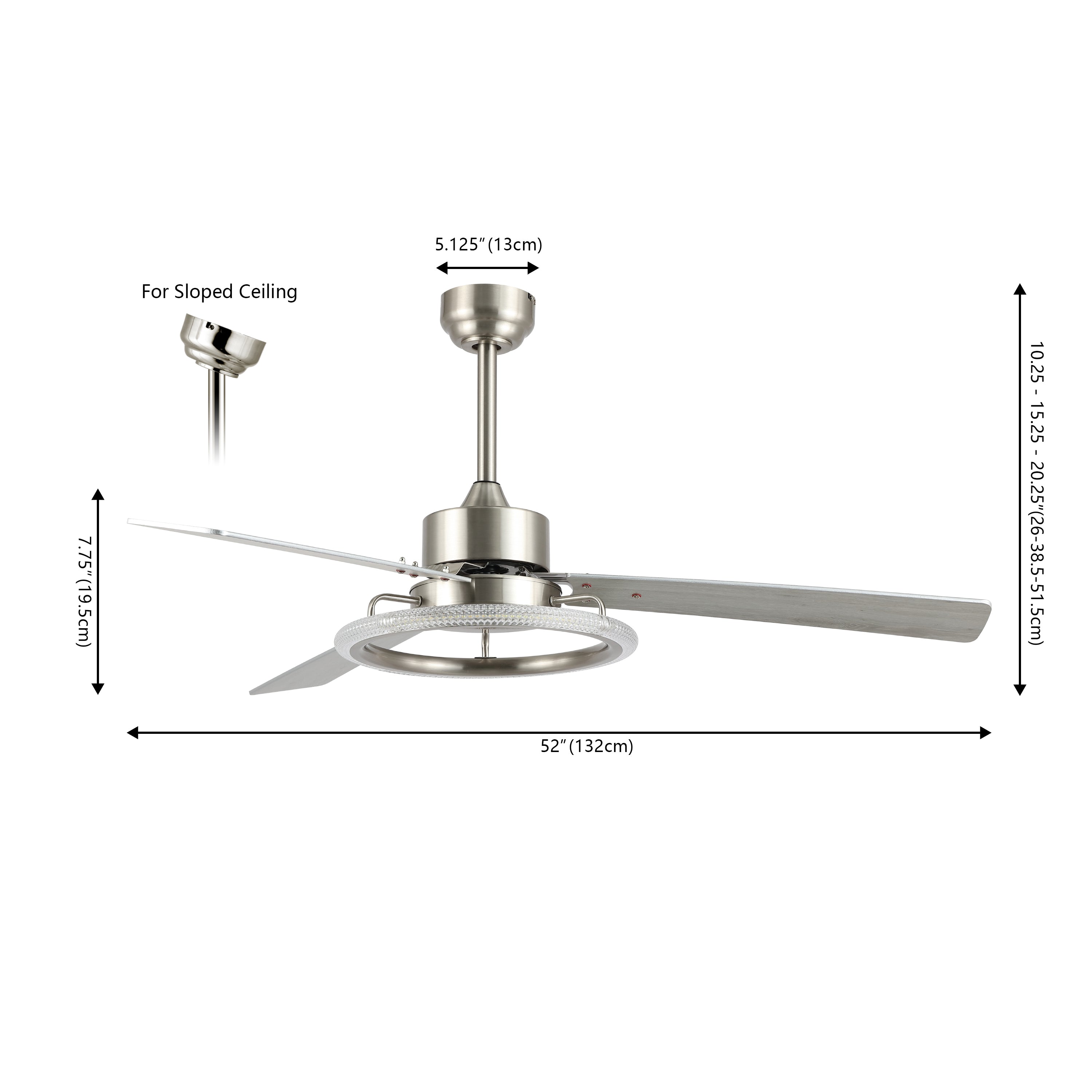 Modern Industrial Ceiling Fan with Remote Control - 6 Speed Settings, Integrated LED Light, Iron/Acrylic/Wood Design - Perfect for Living Room, Bedroom, and Office Spaces